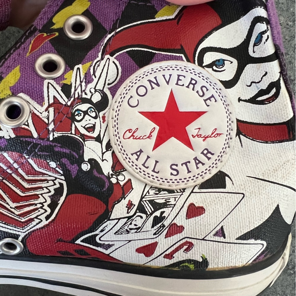 Ltd Edition Converse Harley Quinn Joker DC Chuck Taylor Mens 7 Womens 9 Purple - Picture 8 of 16